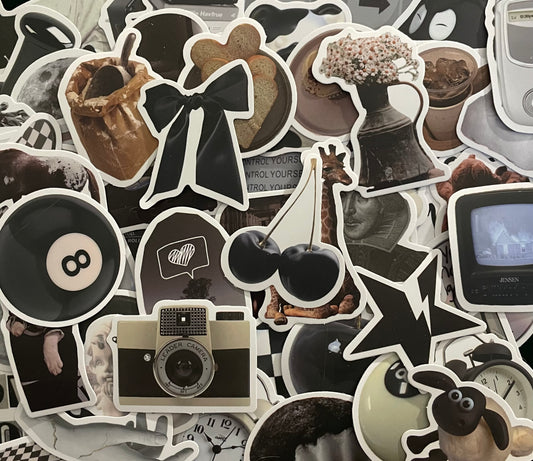 Black White & Beige Collage/Coquette Inspired Stickers - Random Selection